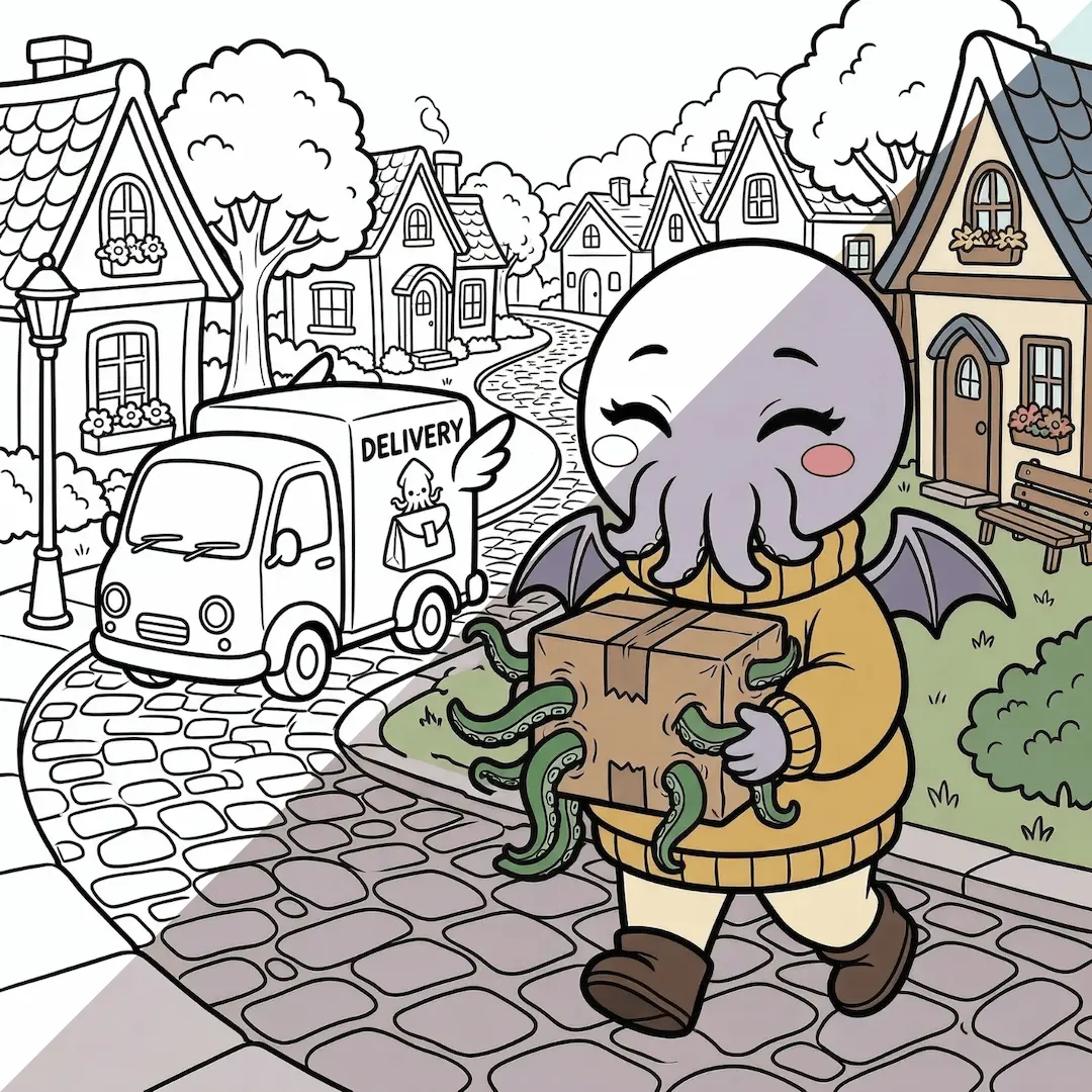 Nyarla delivering a package of unspeakable horrors